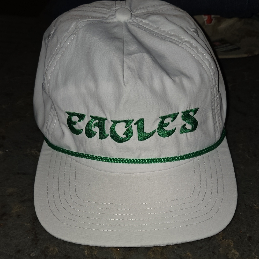 White Cap with Green Eagles Embroidery